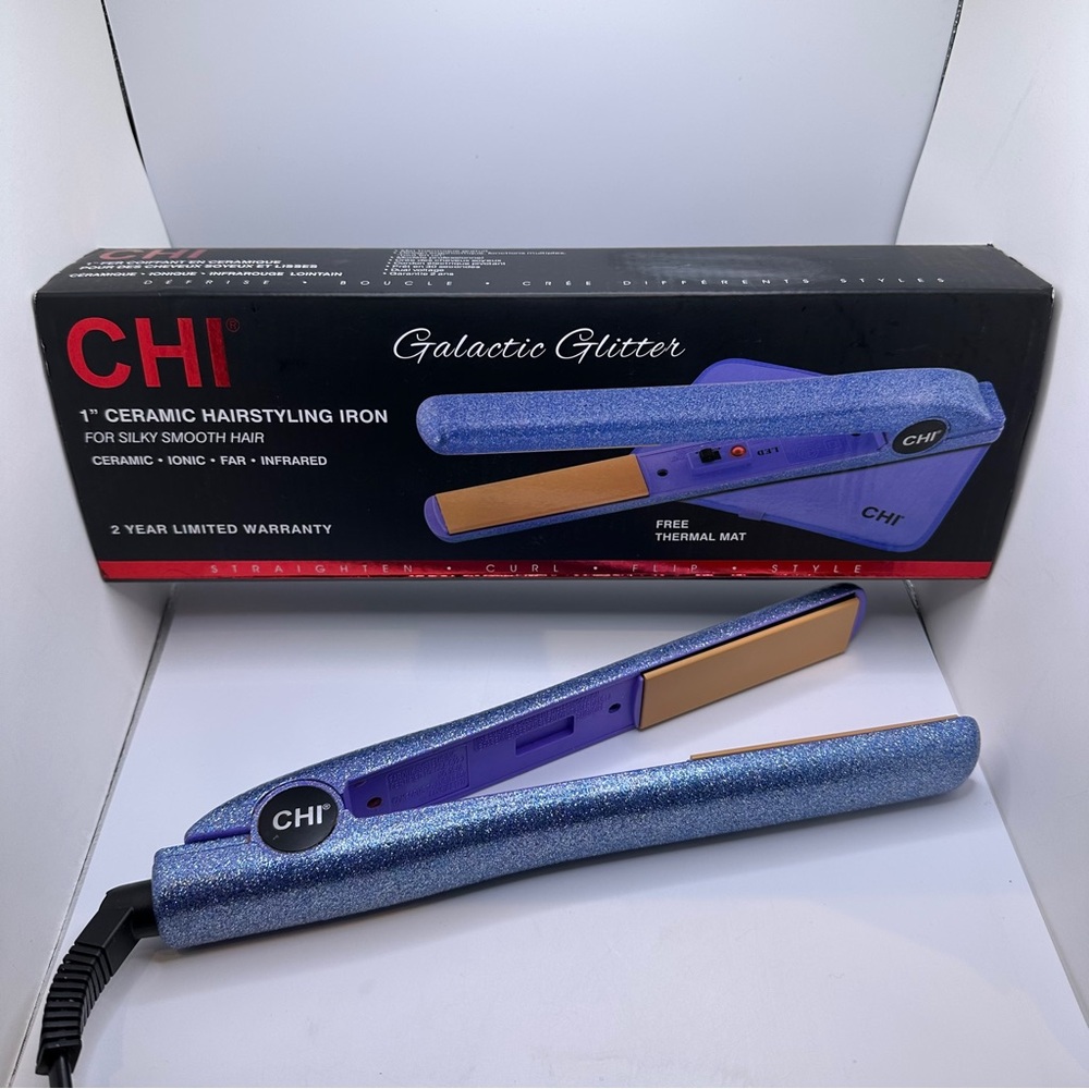 Chi Galactic Glitter 1 Inch Ceramic Flat Iron - With Box No Thermal Mat